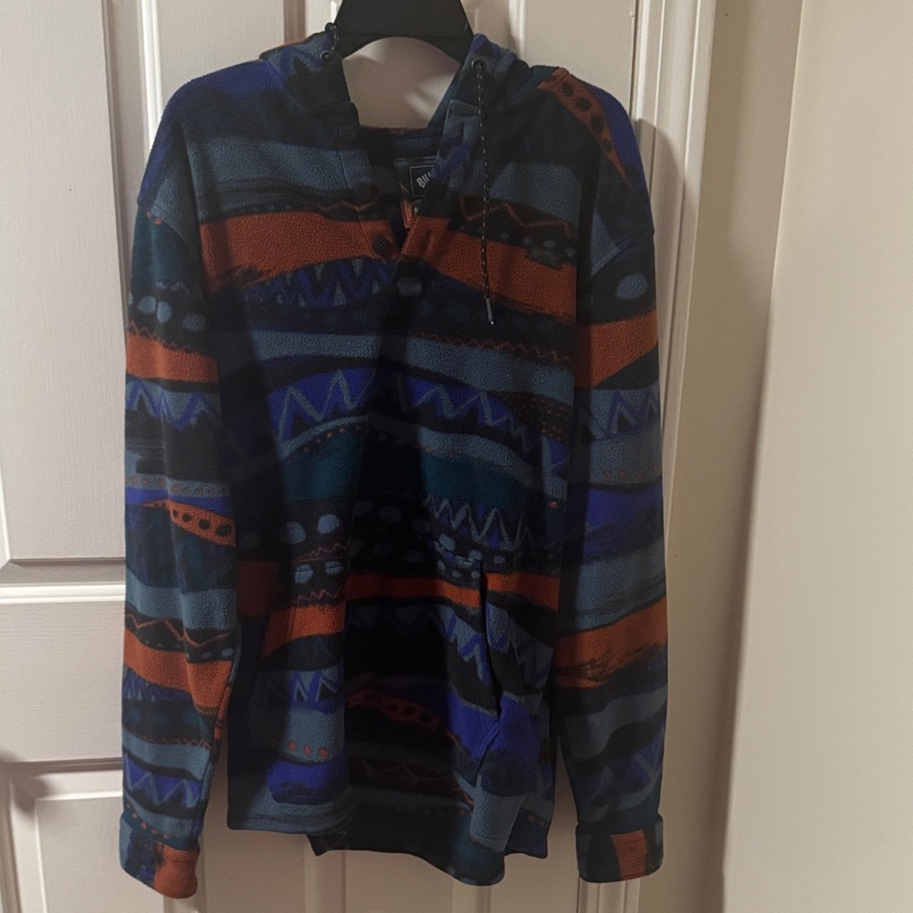 Billabong Men's Blue and Orange Zip Up Sweater